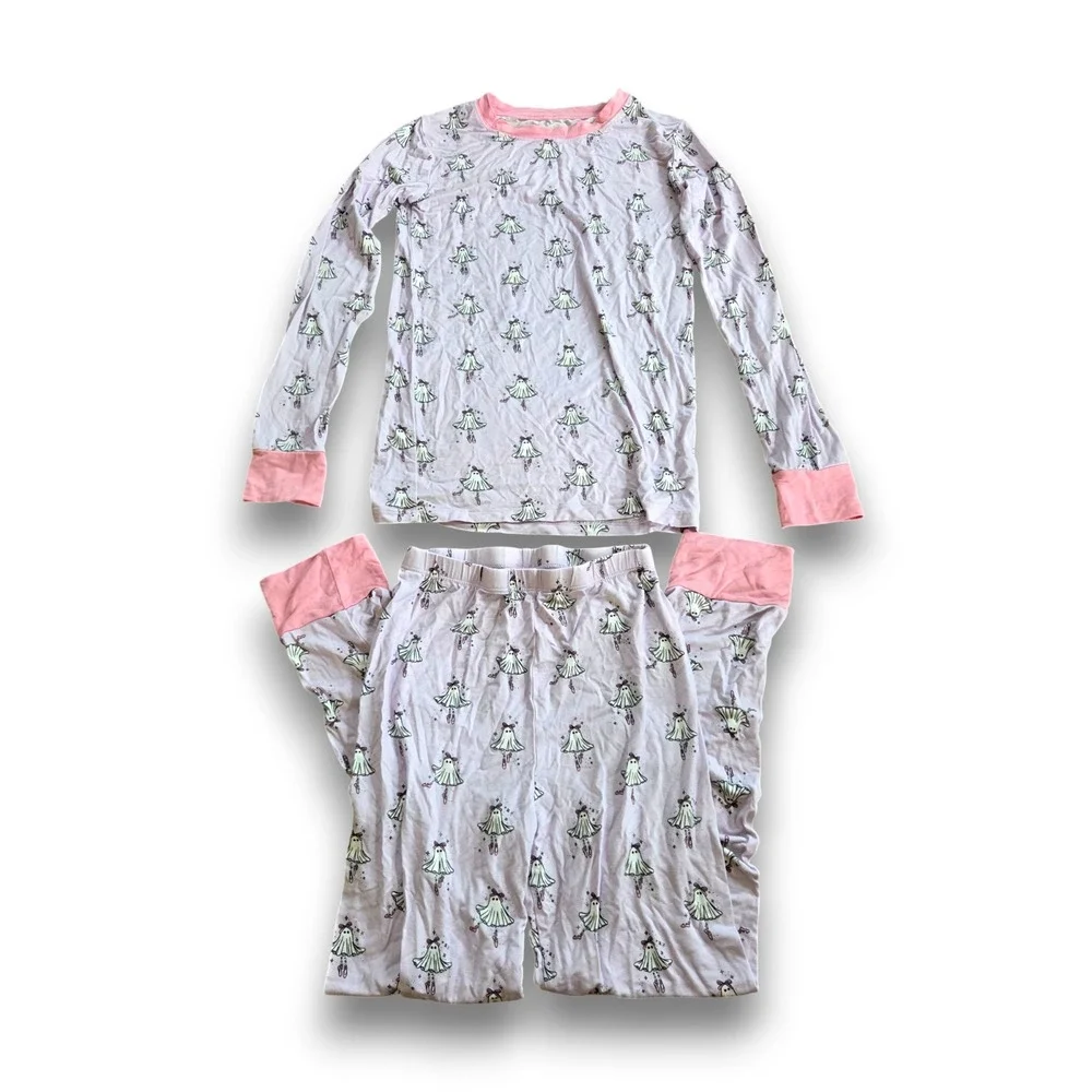 In my Jammers Pink Ballerina Ghost Halloween Pajamas Set Bamboo Girls 9/10